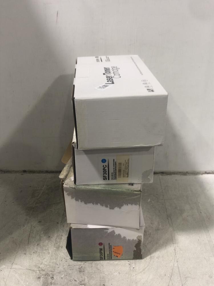 Lot 520  
            Chesterfield SR45 - Parcel Delivery Only 

                
4X ASSORTED PRINTER CARTRIDGES TO INCLUDE LASER TONER CARTRIDGE SF30PK BLACK (LOC...