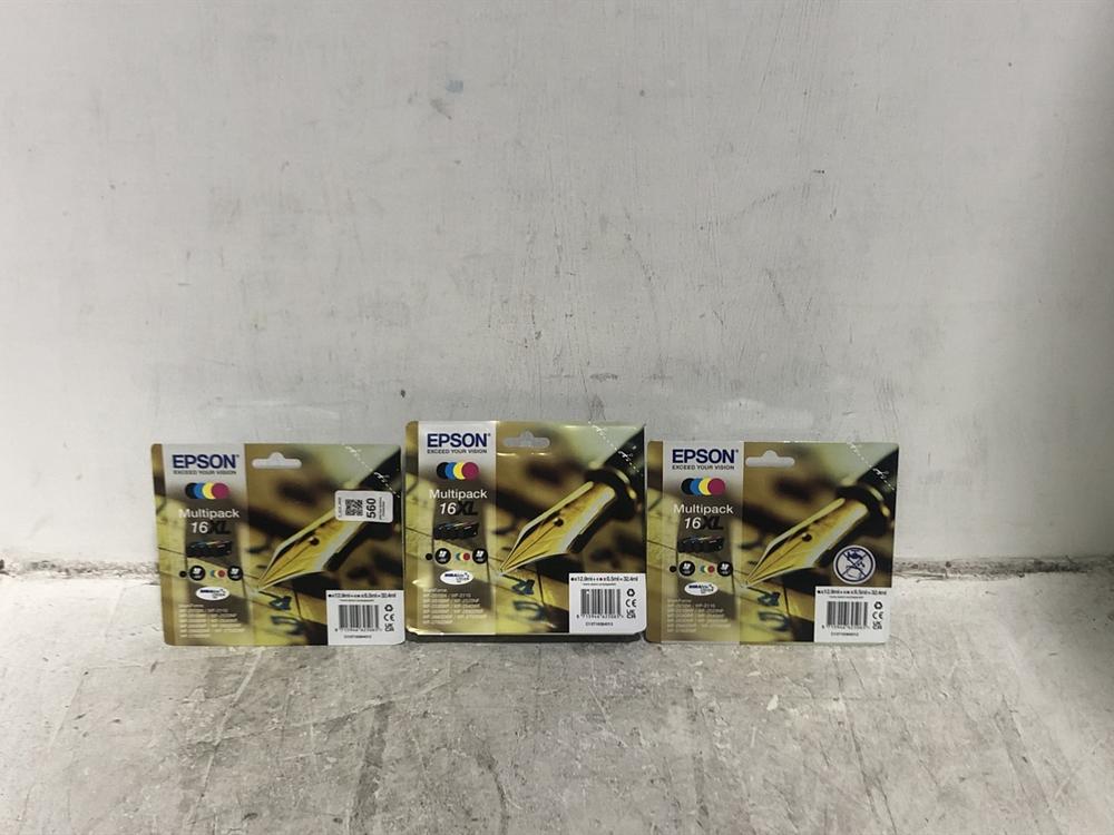 Lot 560  
            Chesterfield SR45 - Parcel Delivery Only 

                
3X EPSON MULTIPACK 16 XL (LOCATION: E3)