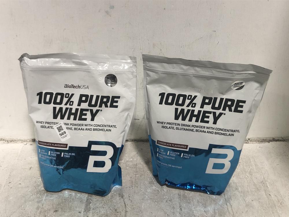 Lot 569  
            Chesterfield SR45 - Parcel Delivery Only 

                
BIO USA 100% PURE WHEY CHOCLATE FLAVOURED 1000G BBE 11/2027 (LOCATION: E3)