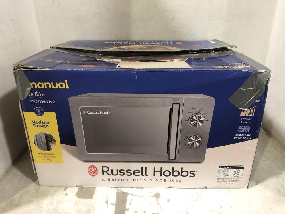 Lot 620  
            Chesterfield SR45 - Parcel Delivery Only 

                
RUSELL HOBBS MANUAL 20 LITRE MICROWAVE (LOCATION: E5)