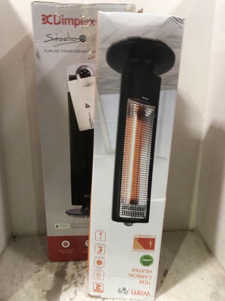 Lot 624  
            Chesterfield SR45 - Parcel Delivery Only 

                
WARMLITE 1KW CARBON HEATER TO INCLUDE DIMPLEX SLIMLINE TOWER CERAMIC HEATER (LOCA...