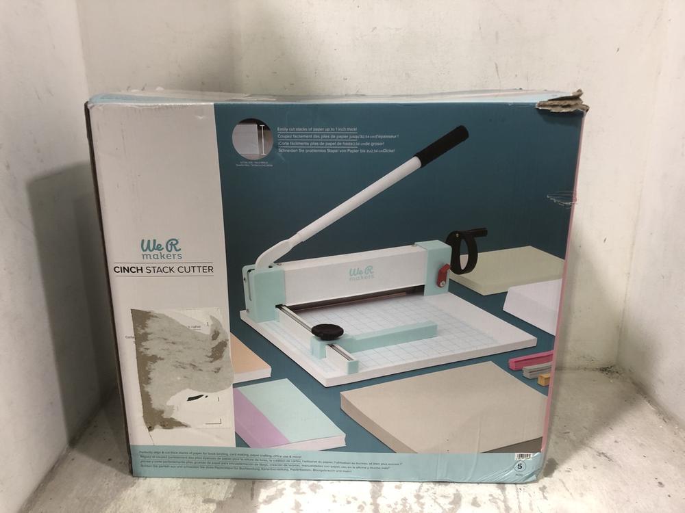 Lot 627  
            Chesterfield SR45 - Parcel Delivery Only 

                
WE R MAKERS CINCH STACK CUTTER (LOCATION: E5)