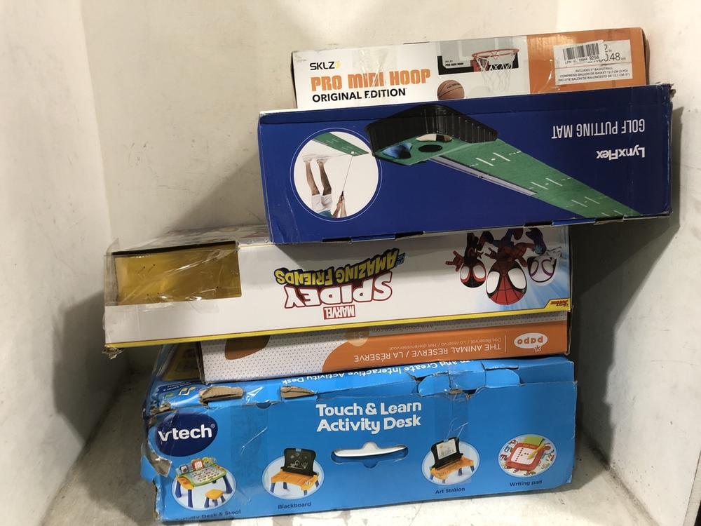 Lot 633  
            Chesterfield SR45 - Parcel Delivery Only 

                
4X ASSORTED TOYS TO INCLUDE VTECH TOUCH & LEARN ACTIVITY DOCK (LOCATION: E6)