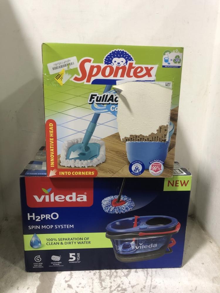 Lot 662  
            Chesterfield SR45 - Parcel Delivery Only 

                
VILEDA H2 PRO SPIN MOP SYSTEM TO INCLUDE SPONTEX FULL ACTION CORNER SYSTEM (LOCAT...