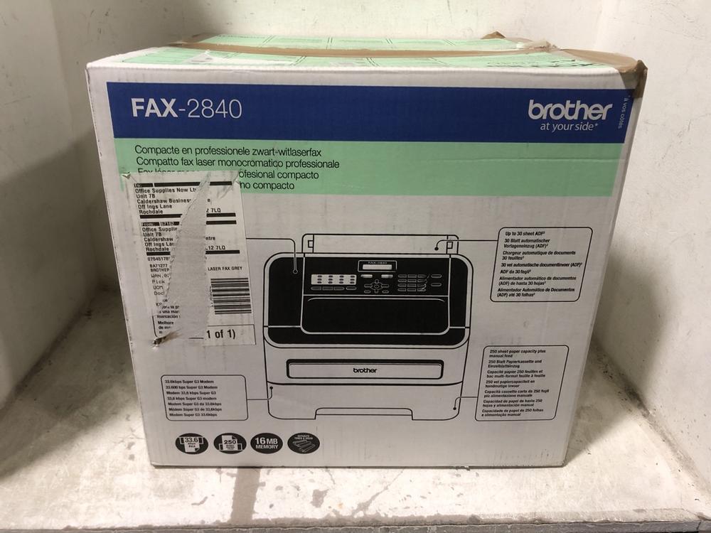 Lot 663  
            Chesterfield SR45 - Parcel Delivery Only 

                
BROTHER AT YOUR SIDE FAX-2840 COMPACT PROFFESIONALMONO LASER FAX ORIGINAL RRP £37...