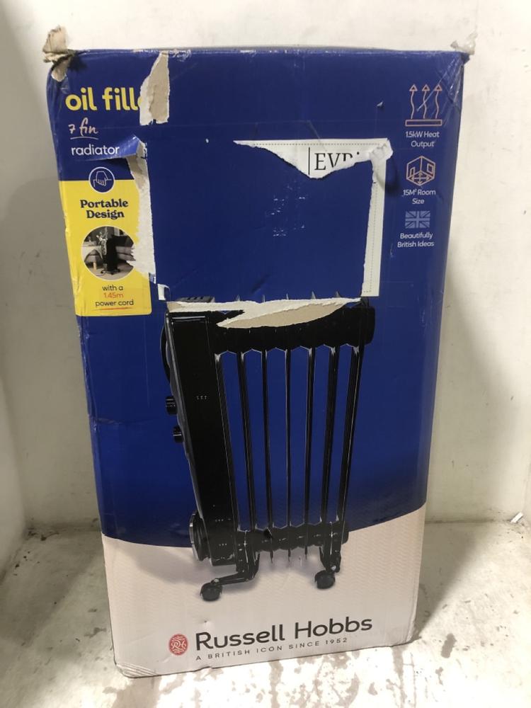 Lot 678  
            Chesterfield SR45 - Parcel Delivery Only 

                
RUSSELL HOBB 7 FIN OIL FILLED RADIATOR (LOCATION: E8)