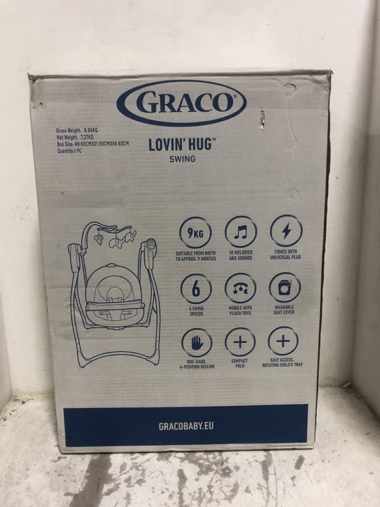 Lot 681  
            Chesterfield SR45 - Parcel Delivery Only 

                
GRACO LOVING HUG SWING (LOCATION: E8)