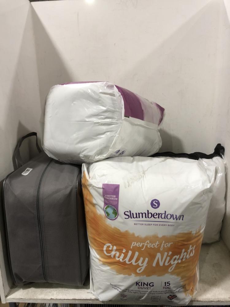 Lot 727  
            Chesterfield SR45 - Parcel Delivery Only 

                
4X ASSORTED BEDDING TO INCLUDE SNUGGLEDOWN HOTEL COLLECTION LUXURIOUS COSY PILLOW...