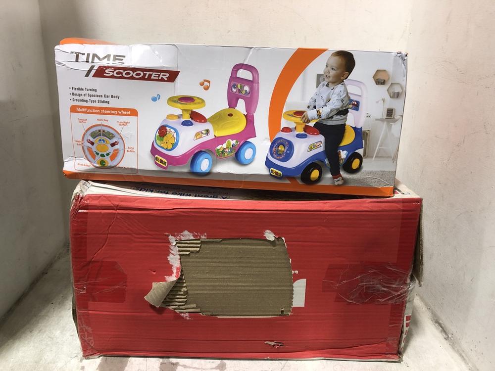 Lot 746  
            Chesterfield SR45 - Parcel Delivery Only 

                
TIME/SCOOTER RIDE ON KIDS TOY TO INCLUDE DOLU A GREAT TRIKE FOR KIDS 12M+ (LOCATI...