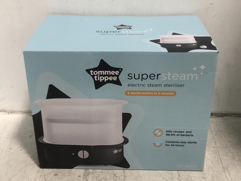 Lot 787  
            Chesterfield SR45 - Parcel Delivery Only 

                
TOMMEE TIPPEE SUPER STEAM ELECTRIC STEAM STERALISE (LOCATION: PALLET)