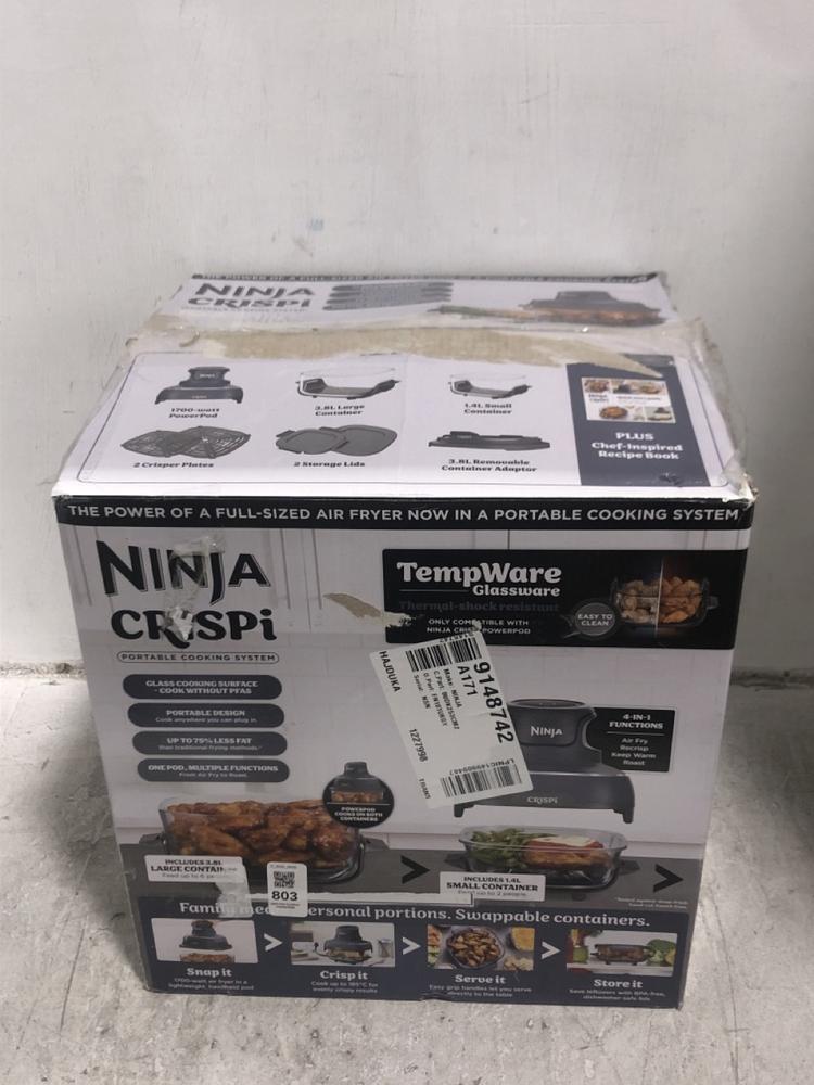 Lot 803  
            Chesterfield SR45 - Parcel Delivery Only 

                
NINJA CRISPI 4 IN 1 PORTABLE GLASS AIR FRYER ORIGINAL RRP-£149 (LOCATION: D1)
