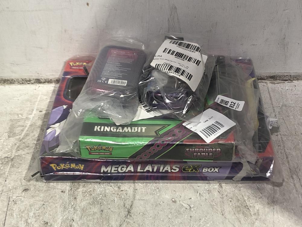 Lot 812  
            Chesterfield SR45 - Parcel Delivery Only 

                
4X ASSORTED POKEMON ITEM TO INCLUDE POKEMON SCARLET AND VIOLET SHROUDED FABLE (LO...