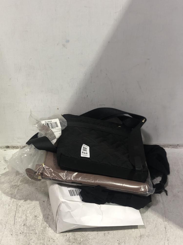 Lot 818  
            Chesterfield SR45 - Parcel Delivery Only 

                
4 X ASSORTED BRANDED BAGS TO INCLUDE RADLEY CROSSBODY BAG IN BLACK (LOCATION: D1)