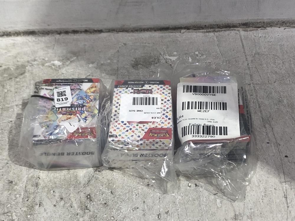 Lot 819  
            Chesterfield SR45 - Parcel Delivery Only 

                
3 X ASSORTED POKEMON BOOSTER BUNDLES TO INCLUDE 151 BOOSTER BUNDLE (LOCATION: D1)