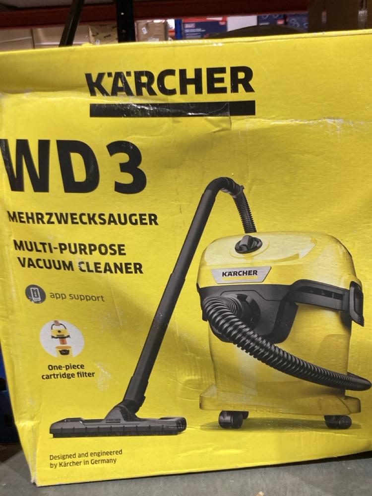 Lot 843  
            Chesterfield SR45 - Parcel Delivery Only 

                
KARCHER WD 3 MULTIPURPOSE VACUUM CLEANER (LOCATION: D2)