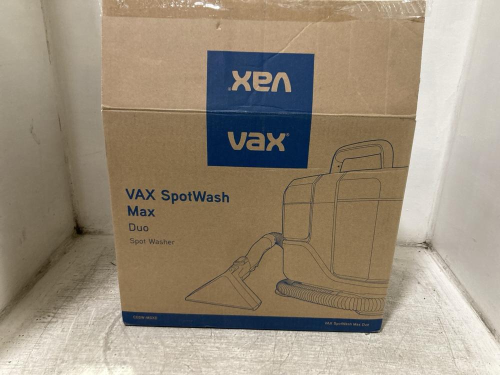 Lot 862  
            Chesterfield SR45 - Parcel Delivery Only 

                
VAX SPOTWASH MAX DUO SPOT WASH ORIGINAL RRP £220 (LOCATION: D3)