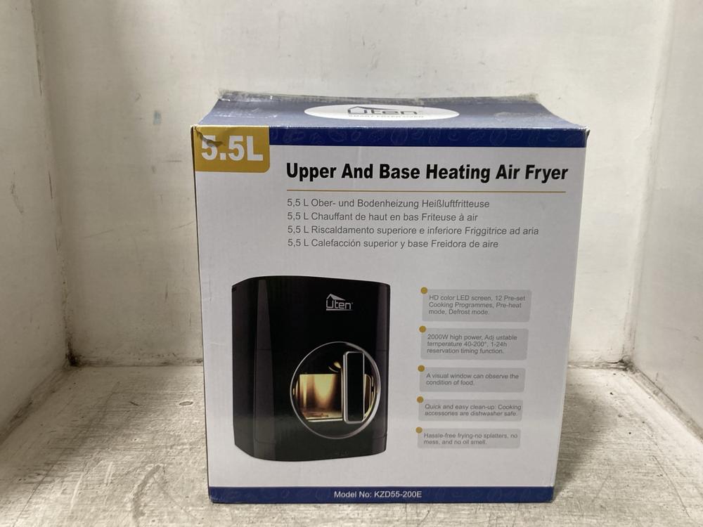 Lot 864  
            Chesterfield SR45 - Parcel Delivery Only 

                
UTEN 5.5L UPPER AND BASE HEATING AIR FRYER (LOCATION: D3)