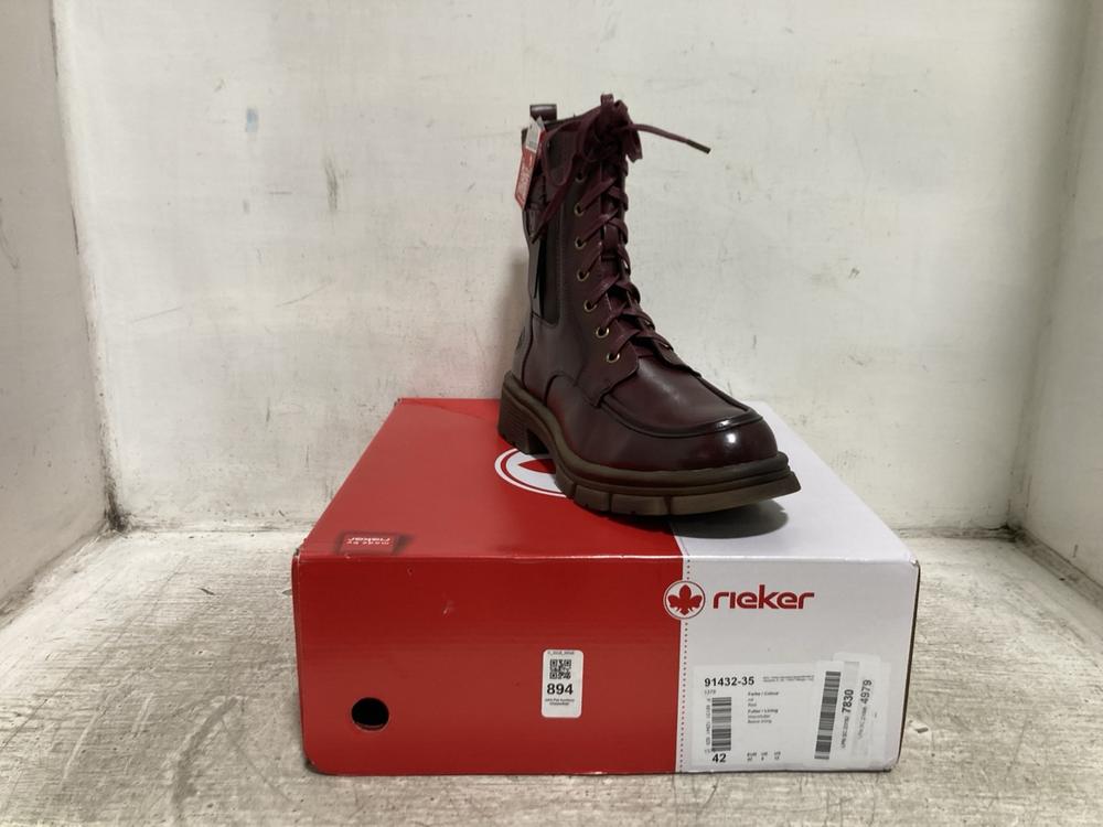 Lot 894  
            Chesterfield SR45 - Parcel Delivery Only 

                
RIEKER ANTI STRESS BOOT RED EU SIZE 42 (LOCATION: D4)