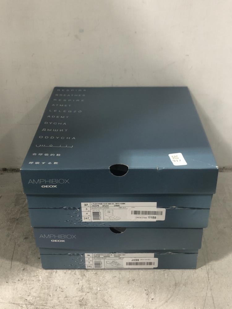 Lot 917  
            Chesterfield SR45 - Parcel Delivery Only 

                
GEOX JJ SIMBYOS B GREEN/BLACK UK 4 TO INCLUDE GEOZ J FLEXYPER BLACK/FLUO FUCHISA ...