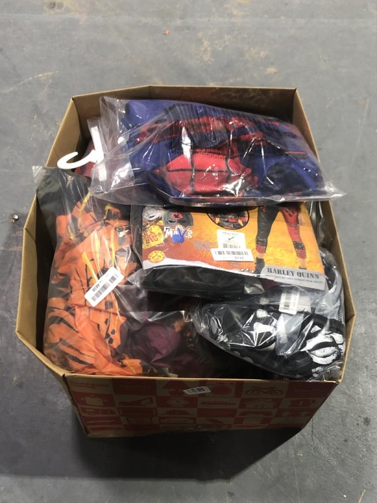 Lot 937  
            Chesterfield SR45 - Parcel Delivery Only 

                
BOX OF ASSORTED FANCY DRESS TO INCLUDE THE SUICIDE SQUAD HARLEY QUINN ADULT COSTU...