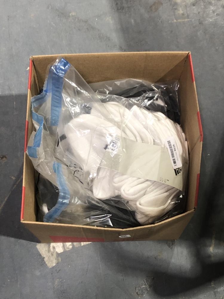 Lot 945  
            Chesterfield SR45 - Parcel Delivery Only 

                
BOX OF ASSORTED BRANDED CLOTHING TO INCLUDE ADDIDAS CREW SOCKS UK 13-14.5 (LOCATI...