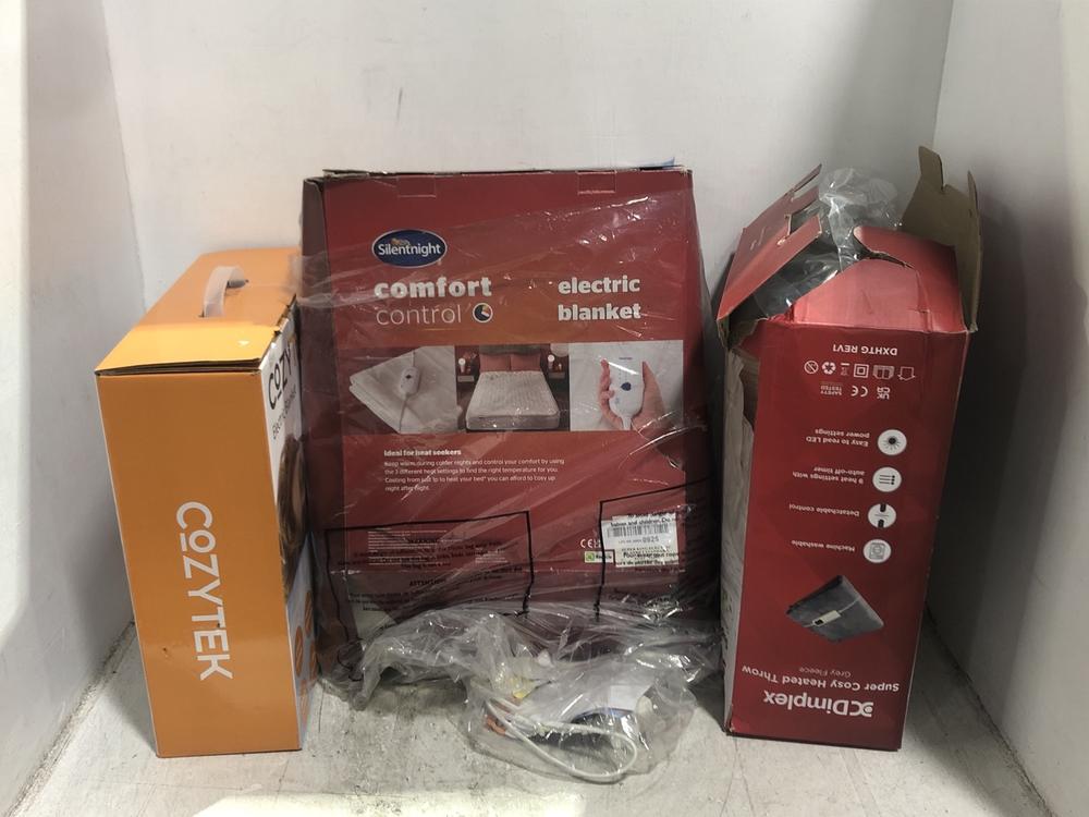 Lot 947  
            Chesterfield SR45 - Parcel Delivery Only 

                
3X ASSORTED ITEMS TO INCLUDE DIMPLEX SUPER COSY HEATED THRO GREY FLEECE (LOCATION...