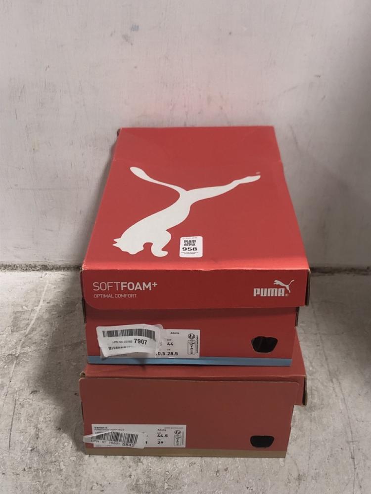 Lot 958  
            Chesterfield SR45 - Parcel Delivery Only 

                
PUMA SMASH V2 UK SIZE 9.5 TO INCLUDE PUMA VARION II UK SIZE 10 (LOCATION: D6)