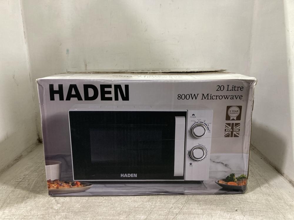 Lot 980  
            Chesterfield SR45 - Parcel Delivery Only 

                
HADEN 20 LITRE 800W MICROWAVE (LOCATION: D7)
