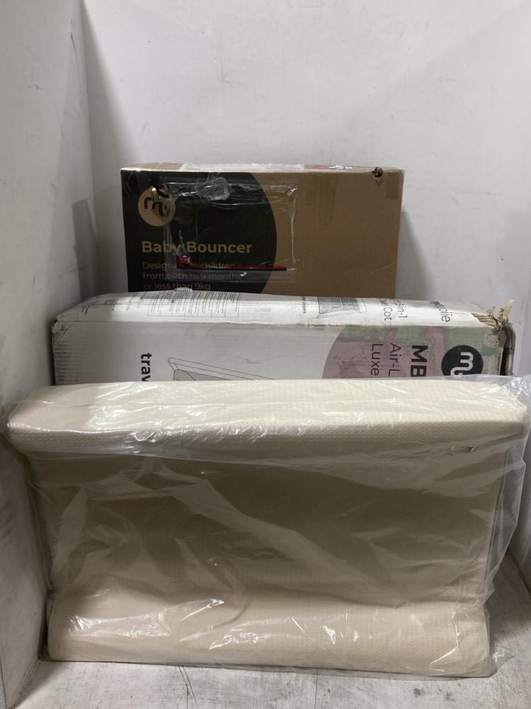Lot 1053  
            Chesterfield SR44 - Parcel Delivery Only 

                
3 X ASSORTED ITEMS TO INCLUDE MY BABIIE BABY BOUNCER (LOCATION: D8)