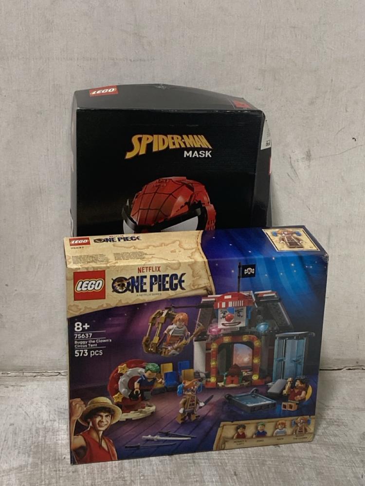 Lot 1067  
            Chesterfield SR44 - Parcel Delivery Only 

                
LEGO MARVEL SPIDERMAN MASK 76285 SET TO INCLUDE LEGO ONE PIECE BUGGY THE CLOWNS C...