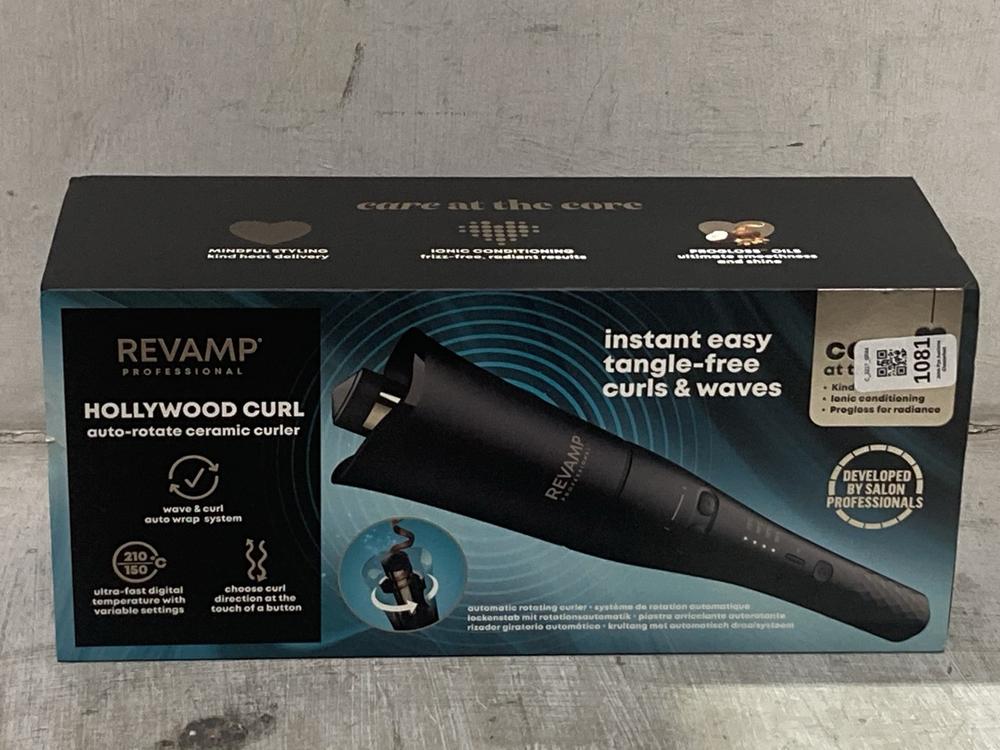 Lot 1081  
            Chesterfield SR44 - Parcel Delivery Only 

                
REVAMP HOLLYWOOD CURL AUTO-ROTATE CERAMIC CURLER (LOCATION: D8)