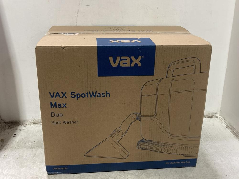 Lot 1101  
            Chesterfield SR44 - Parcel Delivery Only 

                
VAX SPOT WASH MAX DUO SPOT WASHER (LOCATION: C1)