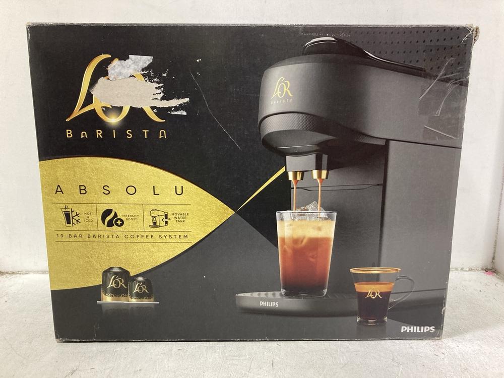Lot 1197  
            Chesterfield SR44 - Parcel Delivery Only 

                
PHILIPS LORBARISTA ABSOLU ESPRESSO MACHINE (LOCATION: C5)