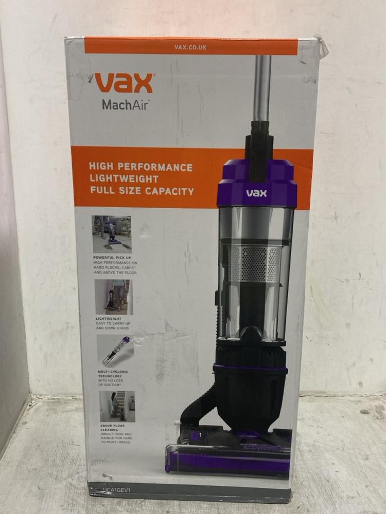 Lot 1221  
            Chesterfield SR44 - Parcel Delivery Only 

                
VAX MACH AIR UPRIGHT VACUUM CLEANER IN BLACK/PURPLE UCA1GEV1 (LOCATION: C6)