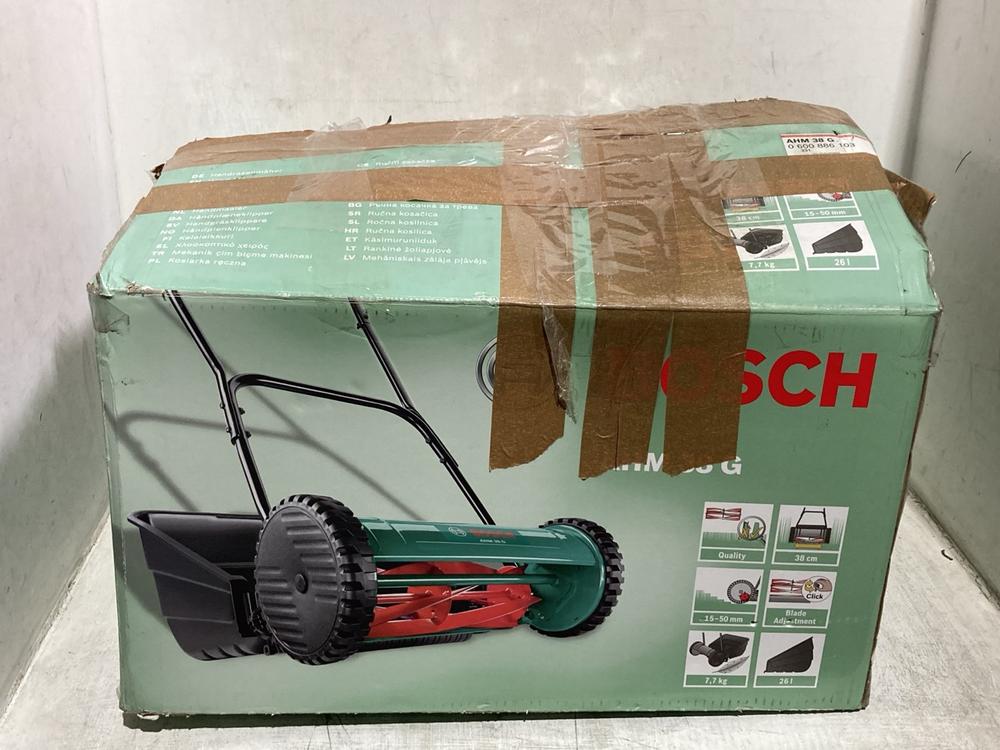 Lot 1228  
            Chesterfield SR44 - Parcel Delivery Only 

                
BOSCH HAND PUSH MOWER AHM 38 G (LOCATION: C6)