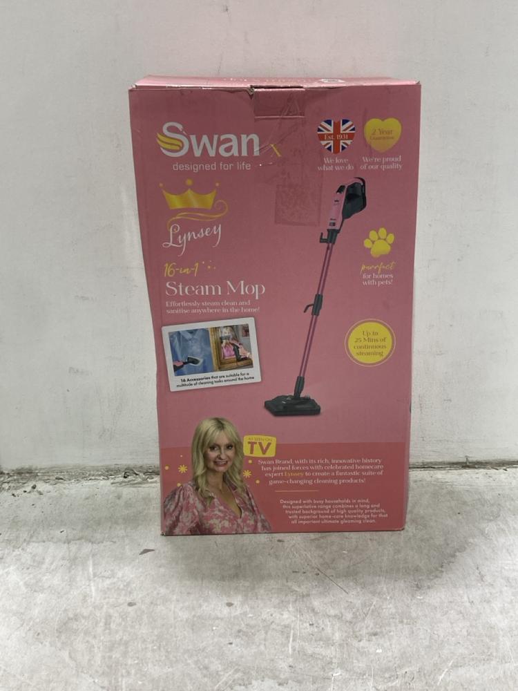 Lot 1259  
            Chesterfield SR44 - Parcel Delivery Only 

                
SWAN 16 IN 1 STEAM MOP IN PINK (LOCATION: B5)