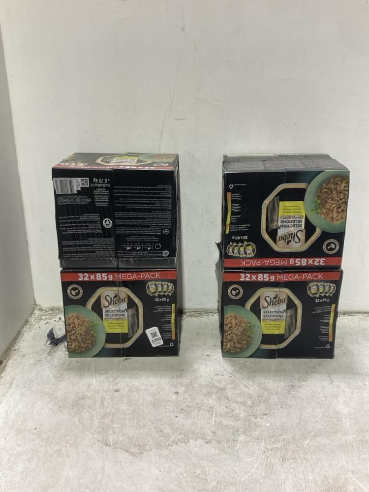 Lot 1265  
            Chesterfield SR44 - Parcel Delivery Only 

                
4 X SHEBA SELECTION IN SAUCE CAT FOOD 32 X 85G - BBE 02/27 (LOCATION: C8)