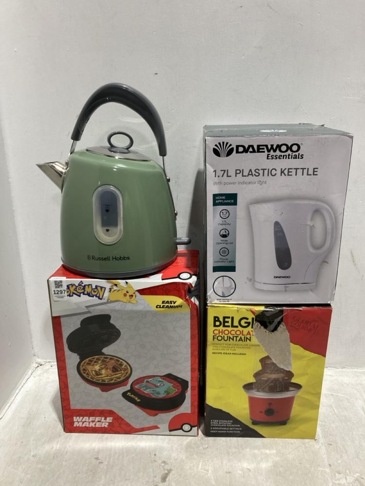 Lot 1297  
            Chesterfield SR44 - Parcel Delivery Only 

                
4 X ASSORTED ITEMS TO INCLUDE POKEMON WAFFLE MAKER (LOCATION: B1)