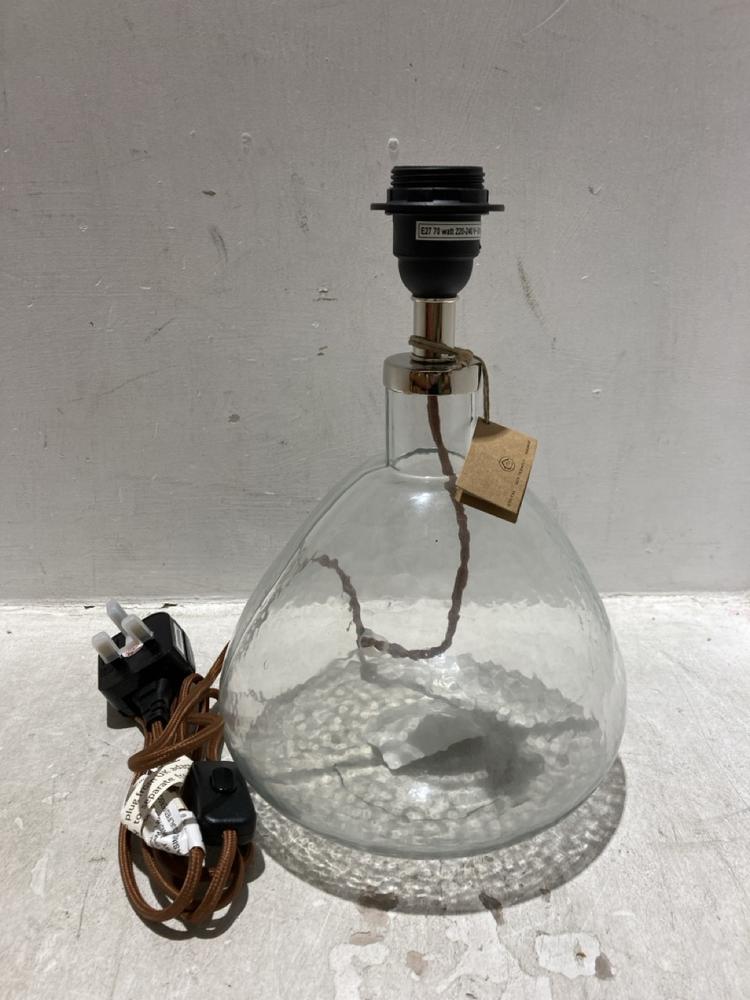 Lot 12  
            Chesterfield SR44 - Parcel Delivery Only 

                
NKUKU BABA RECYCLED GLASS LAMP - CLEAR - SMALL WIDE - ITEM NO. BL5601 - ORIGINAL ...