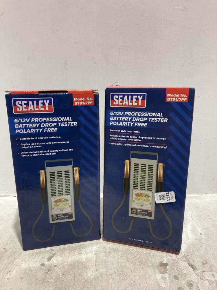Lot 1311  
            Chesterfield SR44 - Parcel Delivery Only 

                
2 X SEALEY PROFESSIONAL BATTERY DROP TESTER (LOCATION: B1)