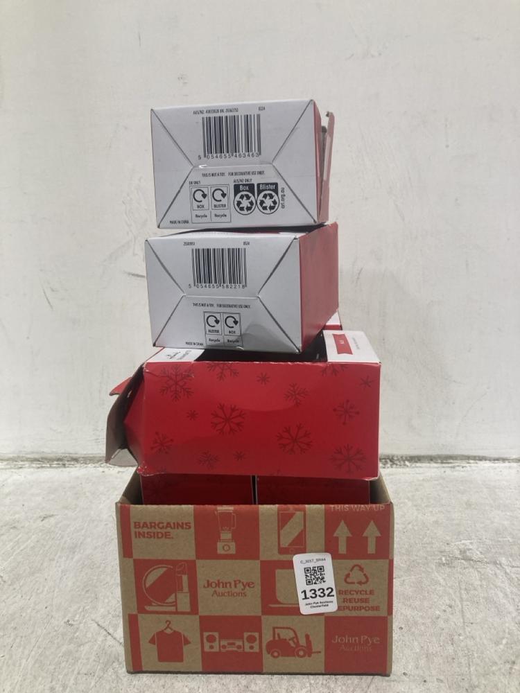 Lot 1332  
            Chesterfield SR44 - Parcel Delivery Only 

                
BOX OF 7 X ASSORTED ITEMS TO INCLUDE HALLMARK SUPER MARIO CHRISTMAS TREE ORNAMENT...