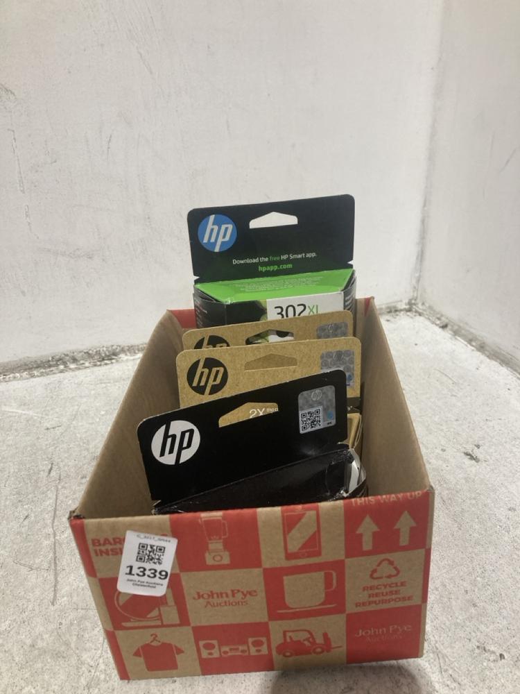 Lot 1339  
            Chesterfield SR44 - Parcel Delivery Only 

                
BOX OF 4 X ASSORTED HP PRINTER INK TO INCLUDE HP 308E EVOMORE BLACK INK CARTRIDGE...