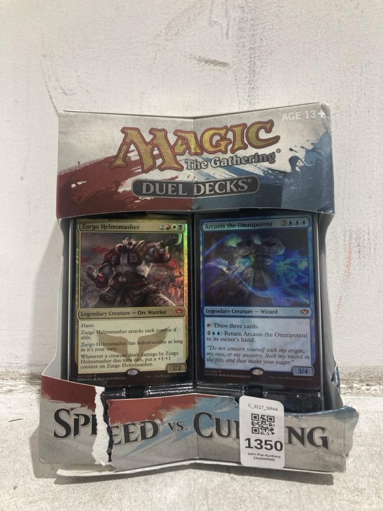 Lot 1350  
            Chesterfield SR44 - Parcel Delivery Only 

                
MAGIC THE GATHERING DUEL DECKS CARDS (LOCATION: B2)