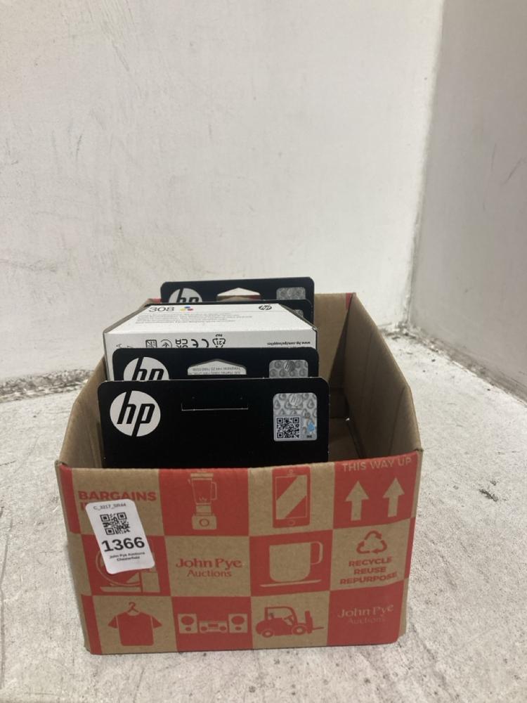 Lot 1366  
            Chesterfield SR44 - Parcel Delivery Only 

                
BOX OF 6 X HP 308 PRINTER INK REPLACEMENT CARTRIDGES (LOCATION: B2)