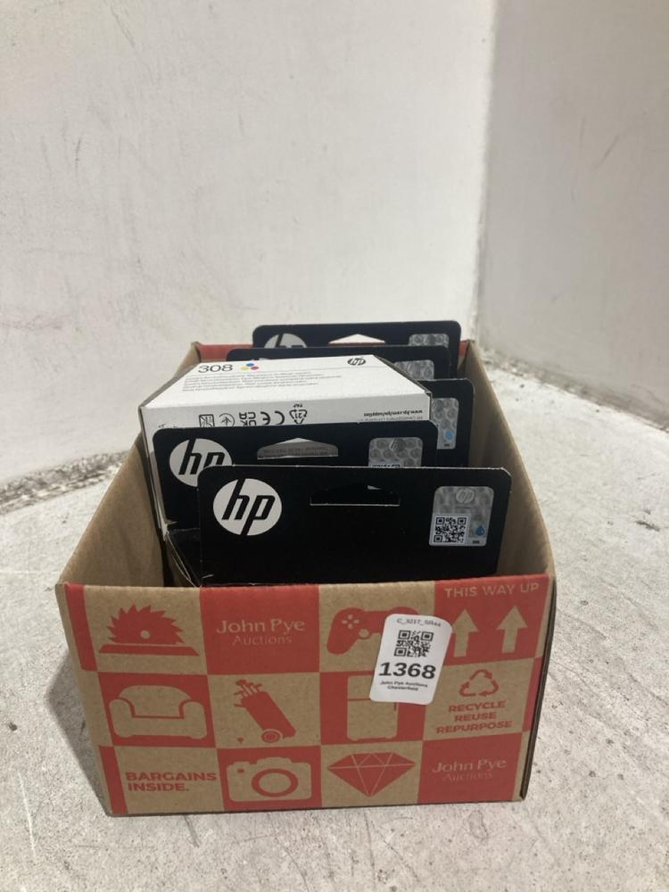 Lot 1368  
            Chesterfield SR44 - Parcel Delivery Only 

                
BOX OF 6 X HP 308 PRINTER INK REPLACEMENT CARTRIDGES (LOCATION: B2)