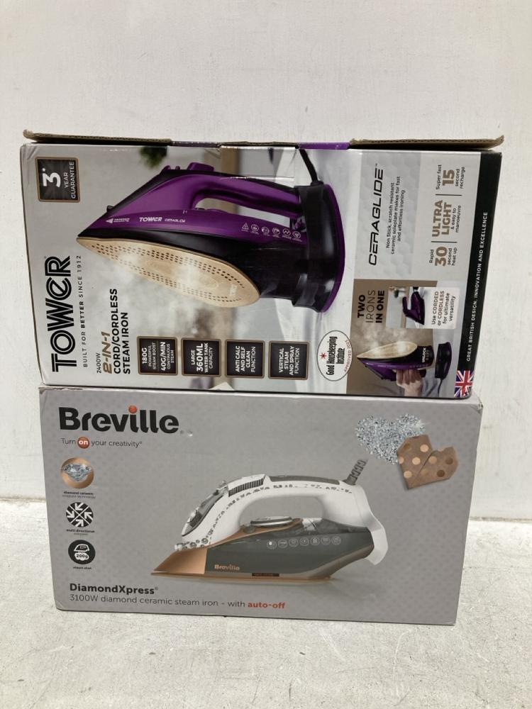 Lot 1394  
            Chesterfield SR44 - Parcel Delivery Only 

                
2 X ASSORTED ITEMS TO INCLUDE TOWER CORDLESS STEAM IRON (LOCATION: B3)