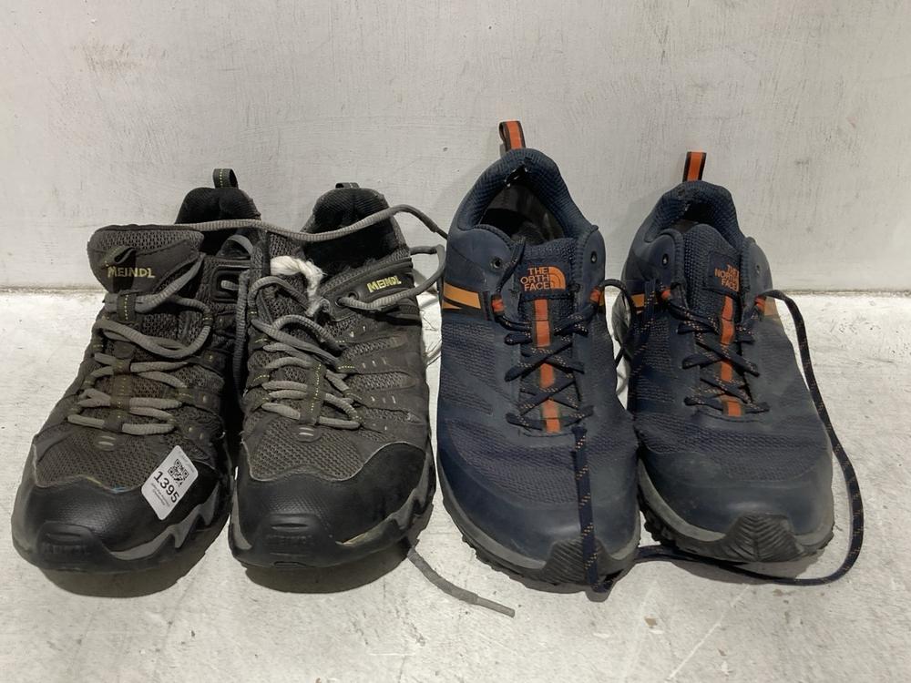 Lot 1395  
            Chesterfield SR44 - Parcel Delivery Only 

                
2 X ASSORTED FOOTWEAR TO INCLUDE MEINDL TRAINERS SIZE 8.5 (LOCATION: B3)