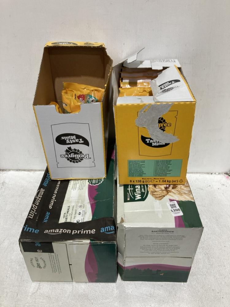 Lot 1398  
            Chesterfield SR44 - Parcel Delivery Only 

                
4 X ASSORTED PET FOOD TO INCLUDE PEDIGREE TASTY MINIS BBE 27/04/2027 (LOCATION: B3)