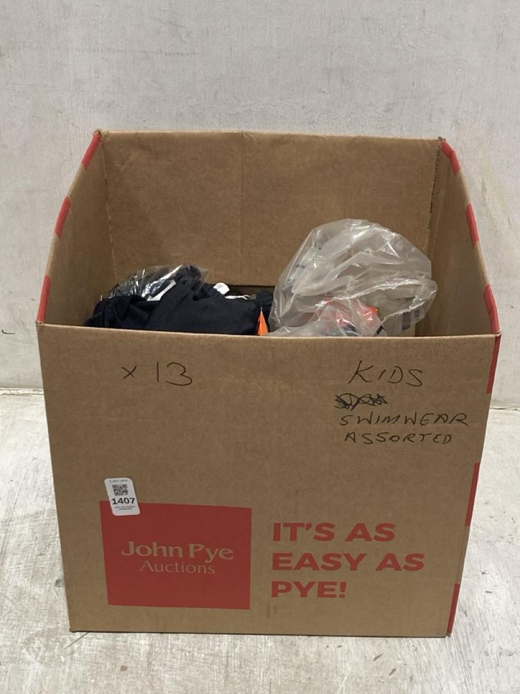 Lot 1407  
            Chesterfield SR44 - Parcel Delivery Only 

                
BOX OF 13 X ASSORTED CHILDRENS SWIMWEAR TO INCLUDE SPLASH ABOUT HAPPY NAPPY (LOCA...