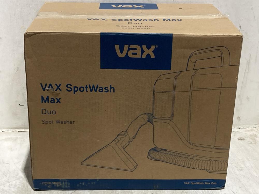 Lot 1431  
            Chesterfield SR44 - Parcel Delivery Only 

                
VAX SPOT WASH MAX DUO SPOT WASHER (LOCATION: B5)